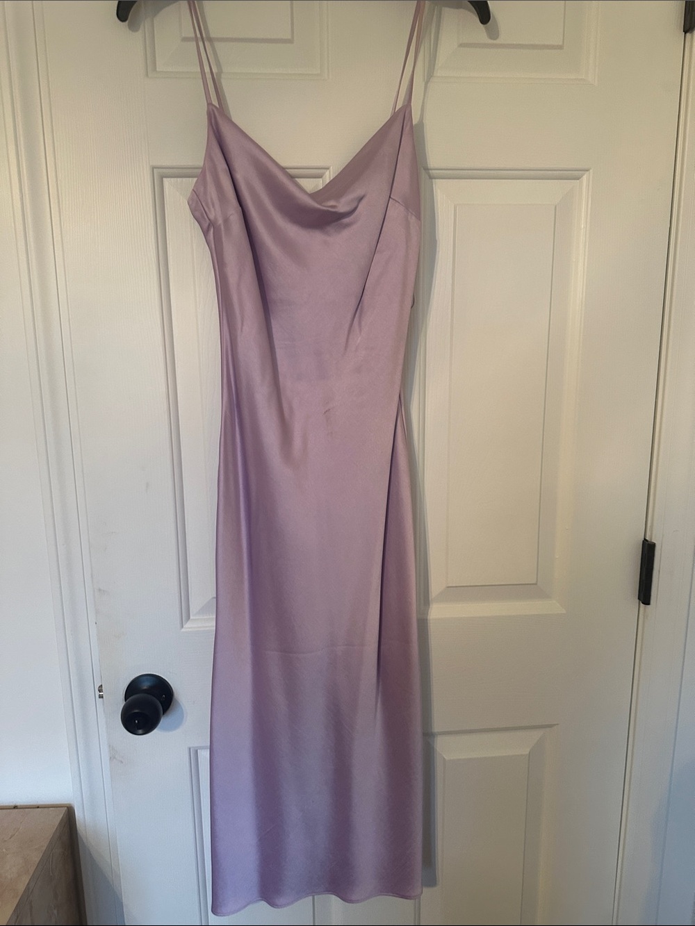 Express Lilac Satin Cowl Neck Midi Slip Dress